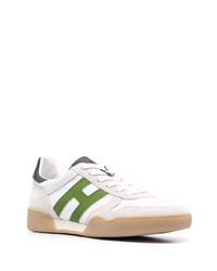 weiße und grüne Leder niedrige Sneakers von Hogan