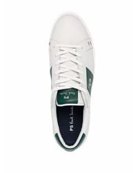 weiße und grüne Leder niedrige Sneakers von PS Paul Smith