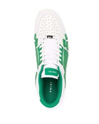 weiße und grüne Leder niedrige Sneakers von Amiri