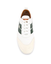 weiße und grüne Leder niedrige Sneakers von Bally