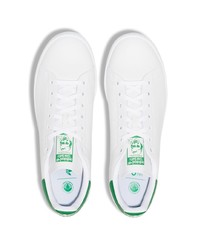 weiße und grüne Leder niedrige Sneakers von adidas