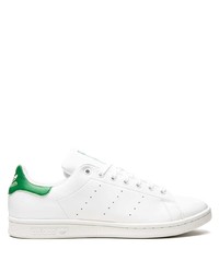 weiße und grüne Leder niedrige Sneakers von adidas