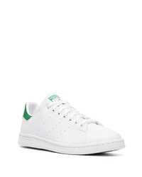 weiße und grüne Leder niedrige Sneakers von adidas