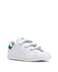 weiße und grüne Leder niedrige Sneakers von adidas