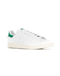 weiße und grüne Leder niedrige Sneakers von adidas