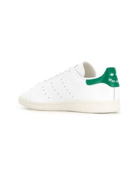 weiße und grüne Leder niedrige Sneakers von adidas