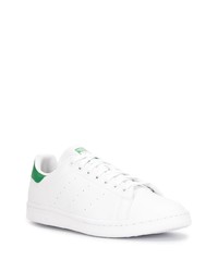 weiße und grüne Leder niedrige Sneakers von adidas