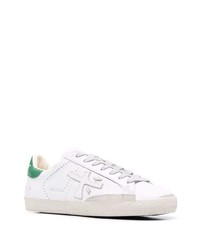 weiße und grüne Leder niedrige Sneakers von Premiata