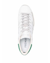 weiße und grüne Leder niedrige Sneakers von Premiata