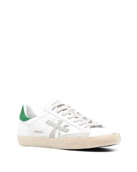 weiße und grüne Leder niedrige Sneakers von Premiata