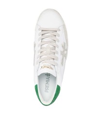 weiße und grüne Leder niedrige Sneakers von Premiata