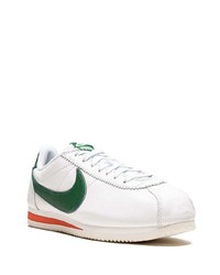 weiße und grüne Leder niedrige Sneakers von Nike