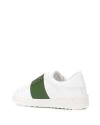 weiße und grüne Leder niedrige Sneakers von Valentino Garavani