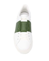 weiße und grüne Leder niedrige Sneakers von Valentino Garavani