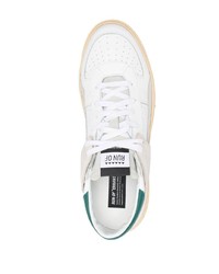 weiße und grüne Leder niedrige Sneakers von RUN OF