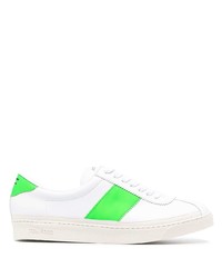 weiße und grüne Leder niedrige Sneakers von Tom Ford
