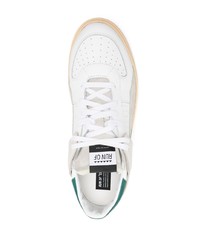 weiße und grüne Leder niedrige Sneakers von RUN OF