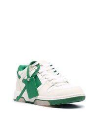 weiße und grüne Leder niedrige Sneakers von Off-White