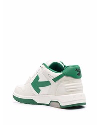 weiße und grüne Leder niedrige Sneakers von Off-White