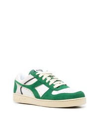 weiße und grüne Leder niedrige Sneakers von Diadora