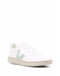 weiße und grüne Leder niedrige Sneakers von Veja