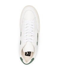 weiße und grüne Leder niedrige Sneakers von Veja