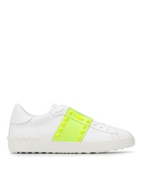 weiße und grüne Leder niedrige Sneakers von Valentino Garavani