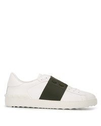 weiße und grüne Leder niedrige Sneakers von Valentino Garavani