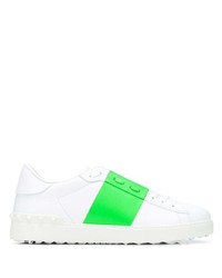 weiße und grüne Leder niedrige Sneakers von Valentino Garavani