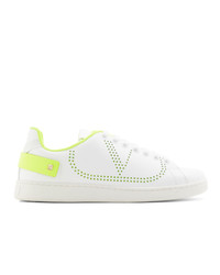 weiße und grüne Leder niedrige Sneakers von Valentino