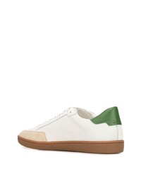 weiße und grüne Leder niedrige Sneakers von Saint Laurent