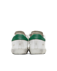 weiße und grüne Leder niedrige Sneakers von Golden Goose