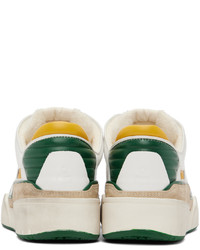 weiße und grüne Leder niedrige Sneakers von Isabel Marant