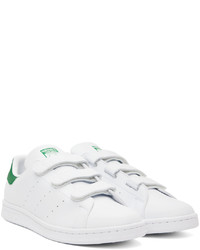weiße und grüne Leder niedrige Sneakers von adidas Originals