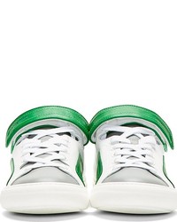 weiße und grüne Leder niedrige Sneakers von Pierre Hardy