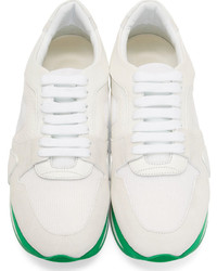 weiße und grüne niedrige Sneakers von Burberry