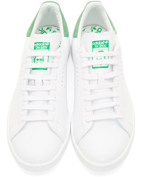 weiße und grüne niedrige Sneakers von Raf Simons
