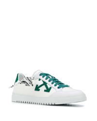 weiße und grüne Segeltuch niedrige Sneakers von Off-White