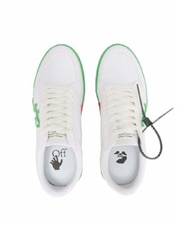 weiße und grüne Segeltuch niedrige Sneakers von Off-White