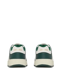 weiße und grüne Segeltuch niedrige Sneakers von Saint Laurent