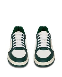 weiße und grüne Segeltuch niedrige Sneakers von Saint Laurent