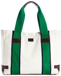 weiße und grüne Shopper Tasche aus Leder