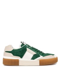 weiße und grüne Wildleder niedrige Sneakers von Dolce & Gabbana