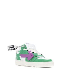 weiße und grüne Wildleder niedrige Sneakers von Off-White