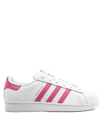 weiße und rosa Leder niedrige Sneakers von adidas