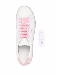 weiße und rosa Leder niedrige Sneakers von Saint Laurent