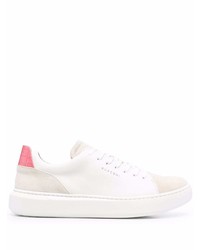 weiße und rosa Leder niedrige Sneakers von Buscemi