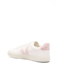 weiße und rosa Leder niedrige Sneakers von Veja