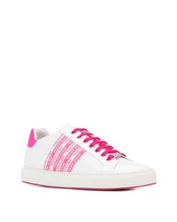 weiße und rosa Leder niedrige Sneakers von Philipp Plein