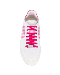 weiße und rosa Leder niedrige Sneakers von Philipp Plein